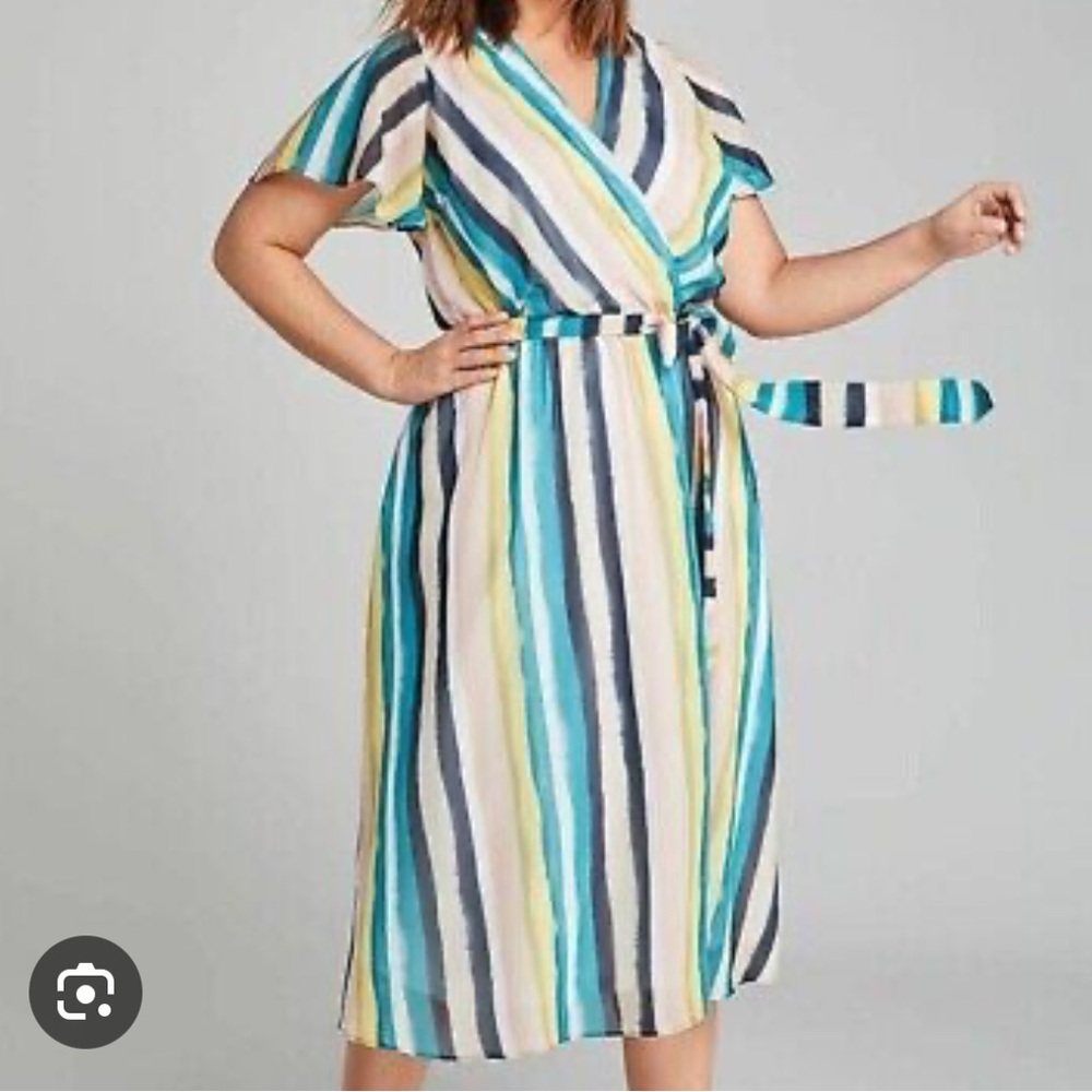 NWT Lane Bryant watercolor Striped Multicolor Dress size 20